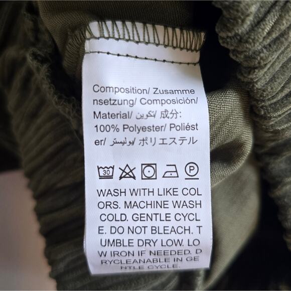 M Shein Dark Olive Green Statement Collar Corduroy Crop Top Size S Long Sleeve - Picture 9 of 9